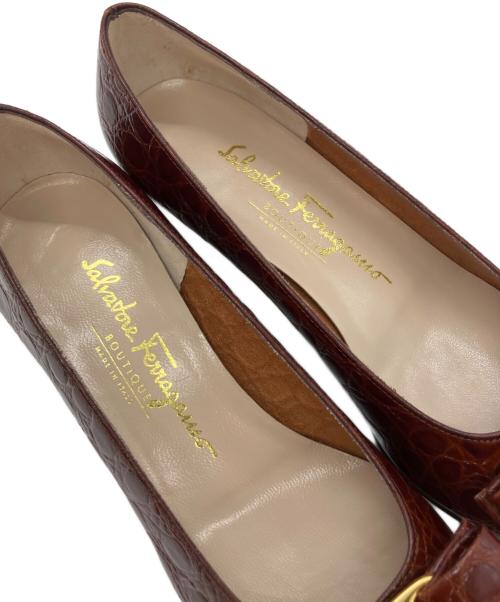 Salvatore Ferragamo（サルヴァトーレ フェラガモ）Salvatore Ferragamo (サルヴァトーレ フェラガモ) リボンパンプス ブラウン サイズ:25の古着・服飾アイテム