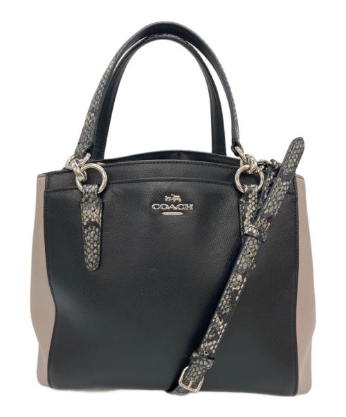 COACH（コーチ）COACH (コーチ) 2WAYショルダーバッグ ベージュ×ブラックの古着・服飾アイテム