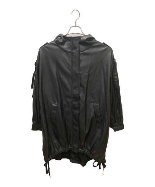 不明（不明）不明 (不明) JEANASIS(ジーナシス)ヴィーガンレザーモンスターパーカー ブラック サイズ:FREEの古着・服飾アイテム