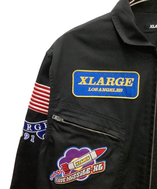 X-LARGE（エクストララージ）X-LARGE (エクストララージ) PILOT LOGO L/S JUMPSUIT ブラック サイズ:Ｍの古着・服飾アイテム