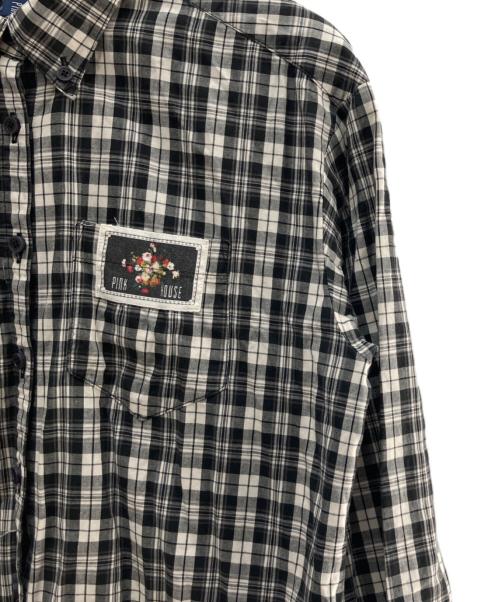 PINK HOUSE（ピンクハウス）PINK HOUSE (ピンクハウス) 長袖ワンピース ブラック×ホワイト サイズ:FREEの古着・服飾アイテム