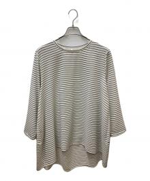 BEARDSLEY（ビアズリー）の古着「後ろドレープTブラウス」｜ホワイト×ブラック