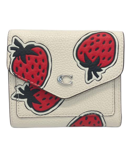 COACH（コーチ）COACH (コーチ) ウィン スモール ウォレット・ストロベリー プリント アイボリーの古着・服飾アイテム