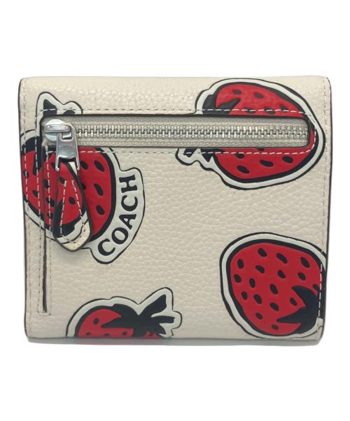 COACH（コーチ）COACH (コーチ) ウィン スモール ウォレット・ストロベリー プリント アイボリーの古着・服飾アイテム
