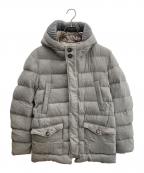HERNOヘルノ）の古着「HERNO(ヘルノ)フードダウンブルゾン PI000907U 33278 9300 レーヨン ウール」｜ライトグレー
