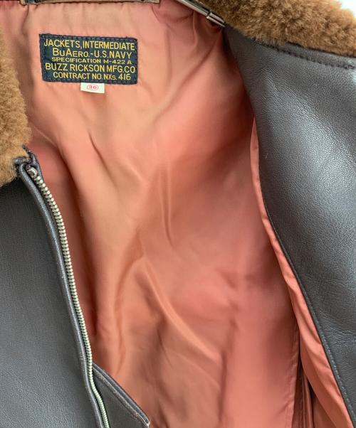 BUZZ RICKSON'S（バズリクソンズ）BUZZ RICKSON'S (バズリクソンズ) 襟ボアレザージャケット ブラウン サイズ:36の古着・服飾アイテム