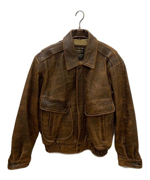 RESERVATIONS TICKETS（リザーベーションズチケッツ）RESERVATIONS TICKETS (リザーベーションズチケッツ) RESERVATIONS TICKETS(リザーベーションズチケッツ)レザージャケット ブラウン サイズ:Lの古着・服飾アイテム