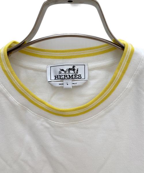 HERMES（エルメス）HERMES (エルメス) 半袖Tシャツ ホワイト×イエロー サイズ:L 未使用品の古着・服飾アイテム