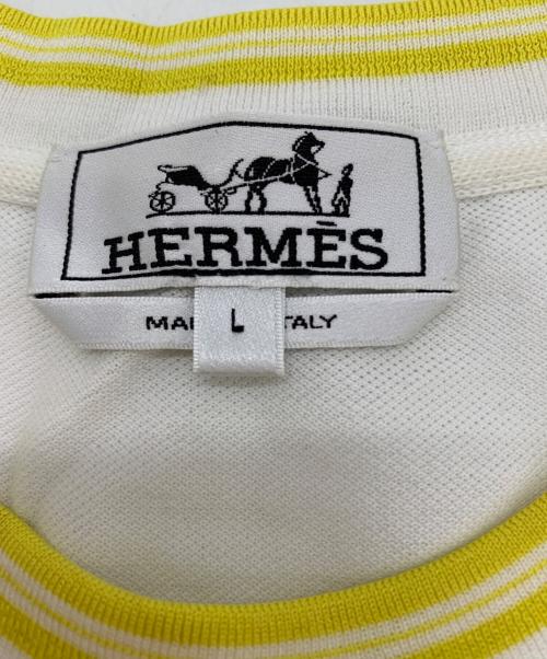 HERMES（エルメス）HERMES (エルメス) 半袖Tシャツ ホワイト×イエロー サイズ:L 未使用品の古着・服飾アイテム