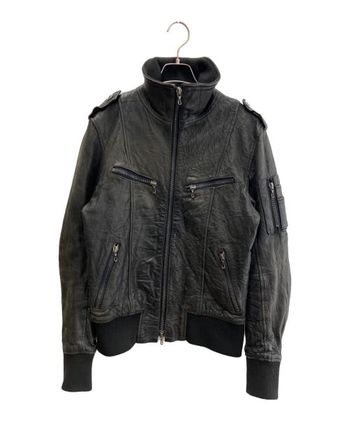 SHELLAC（シェラック）SHELLAC (シェラック) ラムレザージャケット ブラック サイズ:46の古着・服飾アイテム