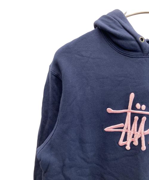 stussy（ステューシー）stussy (ステューシー) プルオーバーパーカー ネイビー×ピンク サイズ:Ｍの古着・服飾アイテム