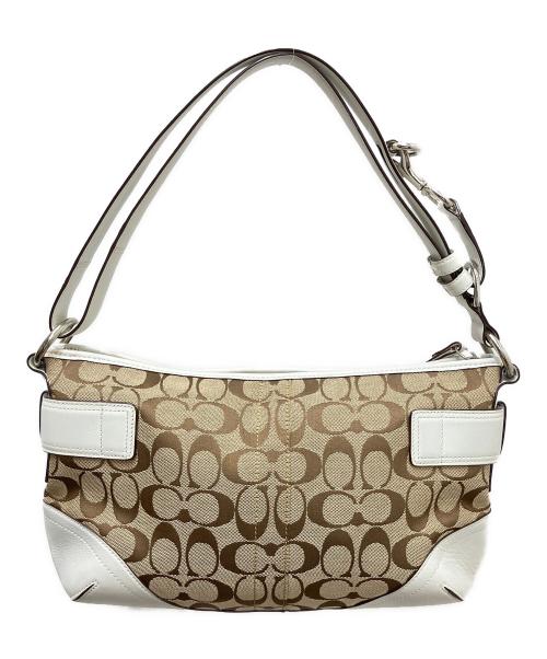 COACH（コーチ）COACH (コーチ) ハンドバッグ シグネチャー ベージュ×ホワイトの古着・服飾アイテム