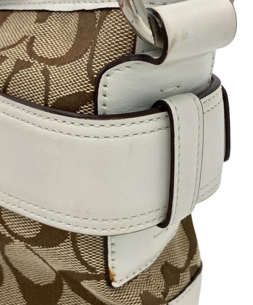 COACH（コーチ）COACH (コーチ) ハンドバッグ シグネチャー ベージュ×ホワイトの古着・服飾アイテム