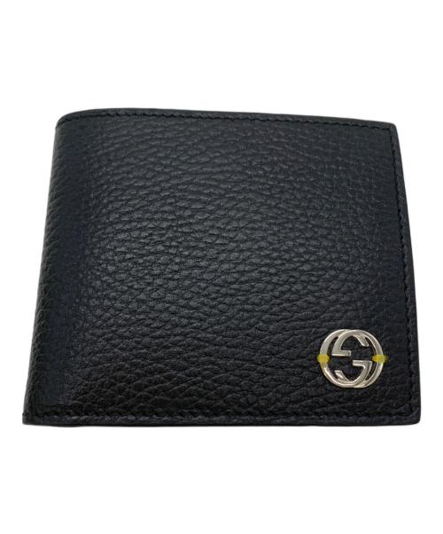 GUCCI（グッチ）GUCCI (グッチ) インターロッキングG 2つ折り財布 ブラック×イエローの古着・服飾アイテム