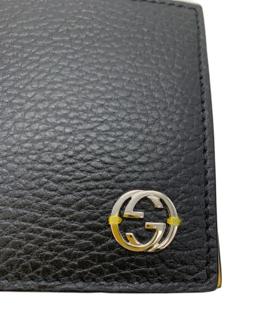 GUCCI（グッチ）GUCCI (グッチ) インターロッキングG 2つ折り財布 ブラック×イエローの古着・服飾アイテム