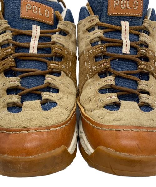POLO RALPH LAUREN（ポロ・ラルフローレン）POLO RALPH LAUREN (ポロ・ラルフローレン) レザースニーカー ブルー×ブラウン サイズ:25.5の古着・服飾アイテム