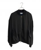 MAISON SPECIALメゾンスペシャル）の古着「MAISON SPECIAL(メゾンスペシャル)Stretch Satin Prime-Over MA-1 Bomber Jacket」｜ブラック