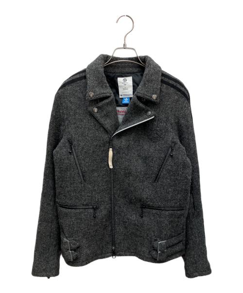 adidas（アディダス）adidas (アディダス) Harris Tweed (ハリスツイード) NEIGHBORHOOD (ネイバーフッド) ダブルライダースジャケット ブラック サイズ:Ｍの古着・服飾アイテム