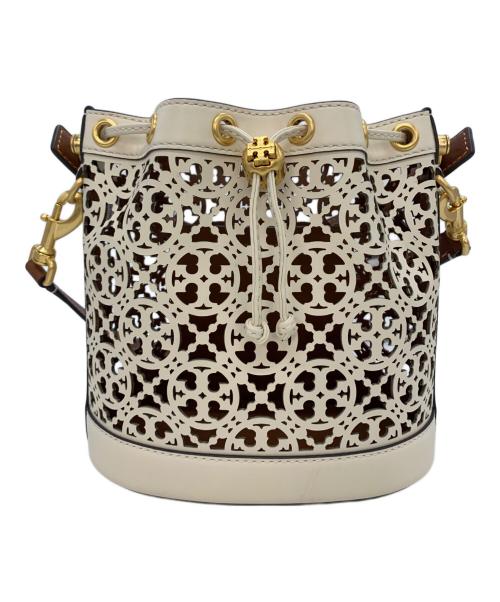 TORY BURCH（トリーバーチ）TORY BURCH (トリーバーチ) ショルダーバスケットバッグ ホワイト×ブラウンの古着・服飾アイテム