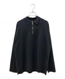 BATONER（バトナ―）の古着「32G SMOOTH WOOL POLO HALF ZIP」｜ブラック