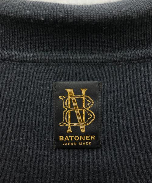 BATONER（バトナ―）BATONER (バトナ―) 32G SMOOTH WOOL POLO HALF ZIP ブラック サイズ:Lの古着・服飾アイテム