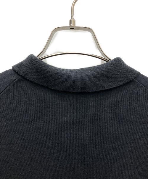 BATONER（バトナ―）BATONER (バトナ―) 32G SMOOTH WOOL POLO HALF ZIP ブラック サイズ:Lの古着・服飾アイテム