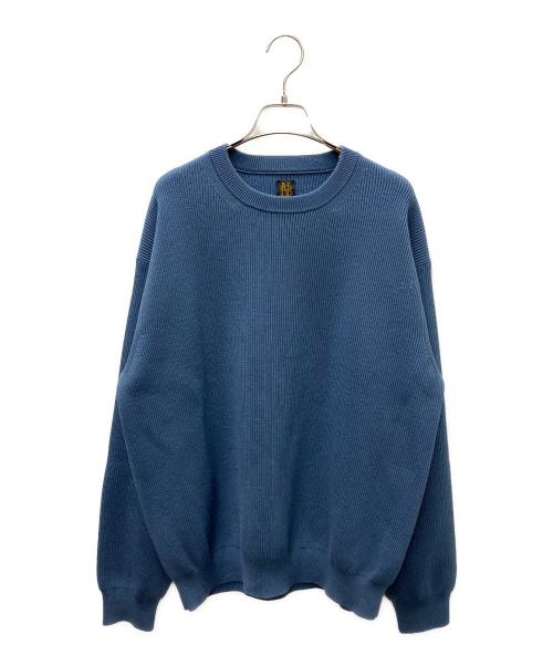 BATONER（バトナ―）BATONER (バトナ―) SUPER HIGH TWIST WOOL CREW NECK ブルー サイズ:Lの古着・服飾アイテム
