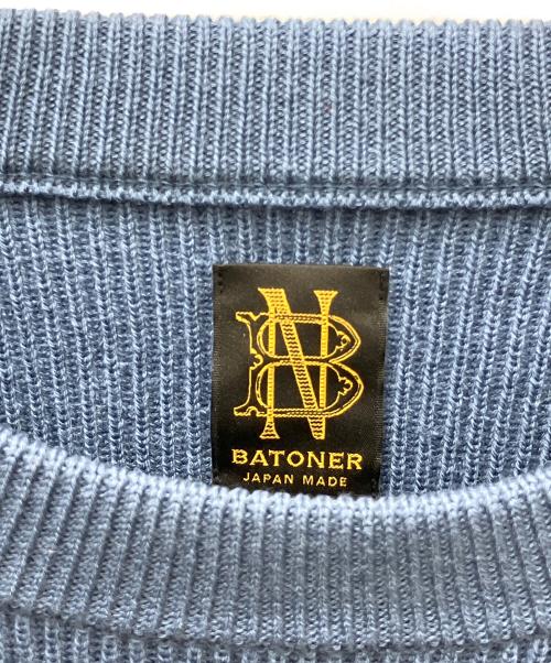 BATONER（バトナ―）BATONER (バトナ―) SUPER HIGH TWIST WOOL CREW NECK ブルー サイズ:Lの古着・服飾アイテム