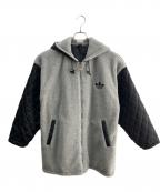 adidasアディダス）の古着「アームキルティングフリースジャケット」｜グレー×ブラック