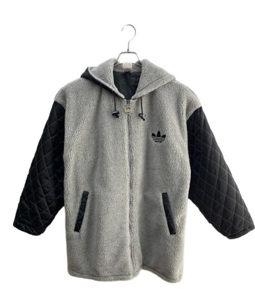 adidas（アディダス）adidas (アディダス) アームキルティングフリースジャケット グレー×ブラック サイズ:Ｍの古着・服飾アイテム