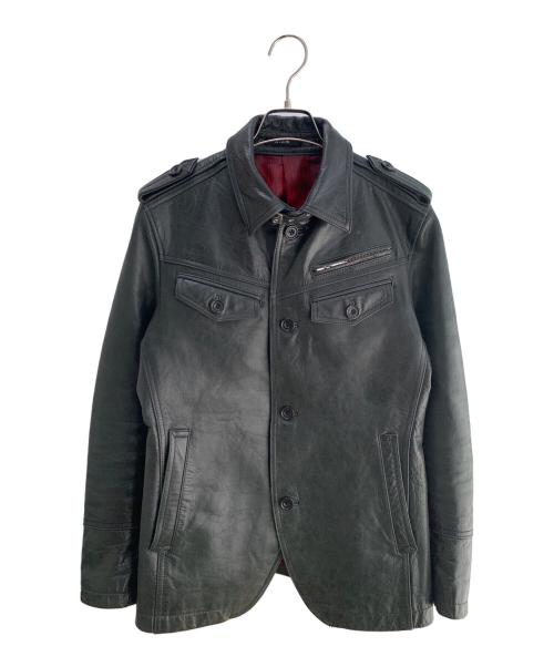 A.S.M（エイエムエス）A.S.M (エイエムエス) バッファローレザージャケット ブラック サイズ:Lの古着・服飾アイテム