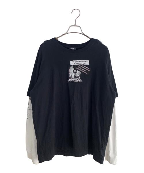 DIESEL（ディーゼル）DIESEL (ディーゼル) 長袖カットソー ホワイト×ブラック サイズ:XXLの古着・服飾アイテム