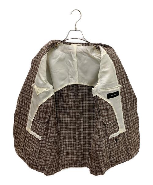 RING JACKET（リングジャケット）RING JACKET (リングジャケット) ウール混テーラードジャケット ブラウン×ホワイト サイズ:48の古着・服飾アイテム