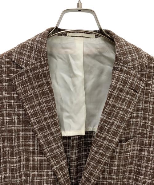 RING JACKET（リングジャケット）RING JACKET (リングジャケット) ウール混テーラードジャケット ブラウン×ホワイト サイズ:48の古着・服飾アイテム