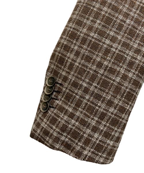 RING JACKET（リングジャケット）RING JACKET (リングジャケット) ウール混テーラードジャケット ブラウン×ホワイト サイズ:48の古着・服飾アイテム