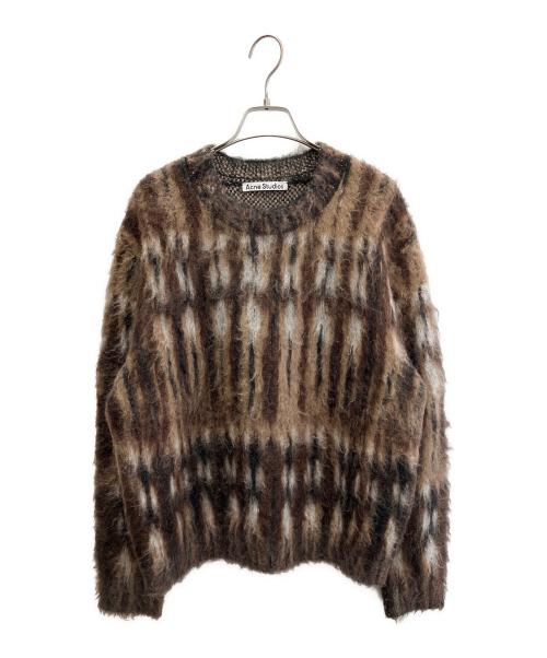 Acne studios（アクネ ストゥディオズ）Acne studios (アクネ ストゥディオズ) BRUSHED JACQUARD JUMPER ニット ブラウン×ブラック サイズ:XSの古着・服飾アイテム