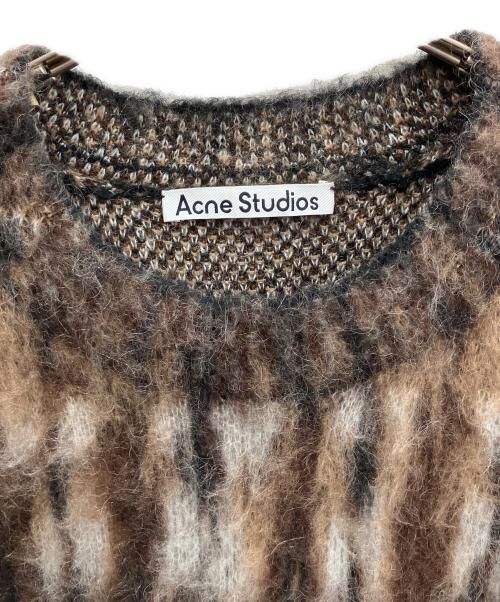 Acne studios（アクネ ストゥディオズ）Acne studios (アクネ ストゥディオズ) BRUSHED JACQUARD JUMPER ニット ブラウン×ブラック サイズ:XSの古着・服飾アイテム