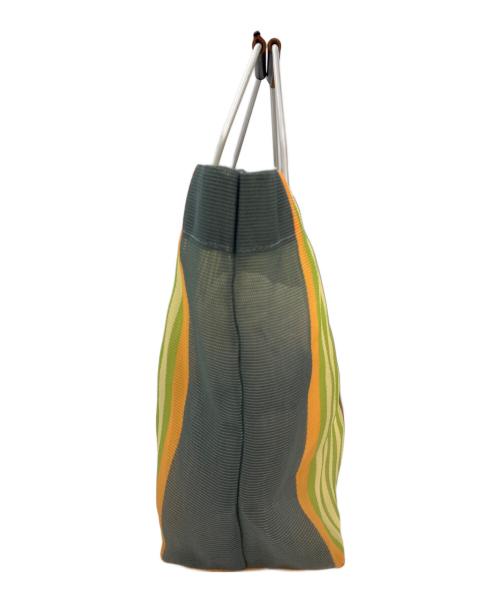 MARNI（マルニ）MARNI (マルニ) ストライプショッピングトートバッグ グリーン×ブラウン×グレーの古着・服飾アイテム