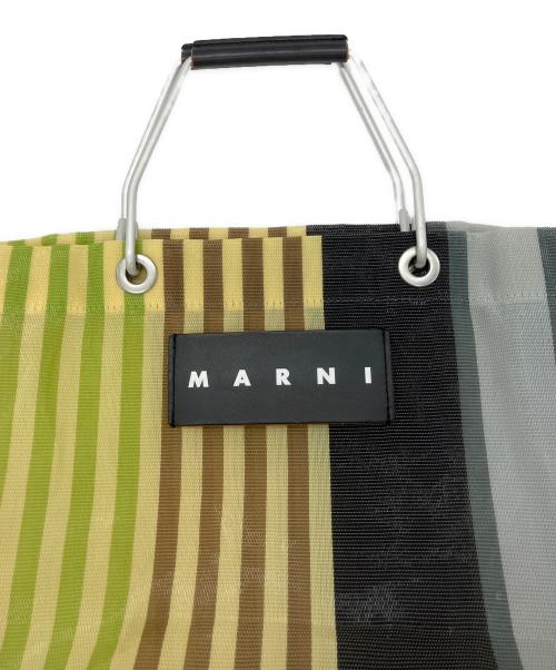 MARNI（マルニ）MARNI (マルニ) ストライプショッピングトートバッグ グリーン×ブラウン×グレーの古着・服飾アイテム