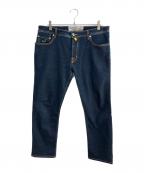 JACOB COHENヤコブコーエン）の古着「ストレッチデニムパンツ」｜インディゴ×イエロー