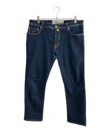 JACOB COHEN（ヤコブコーエン）の古着「ストレッチデニムパンツ」｜インディゴ×イエロー
