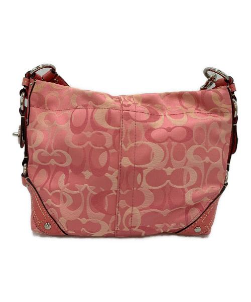 COACH（コーチ）COACH (コーチ) セミショルダーバッグ シグネチャー ピンクの古着・服飾アイテム