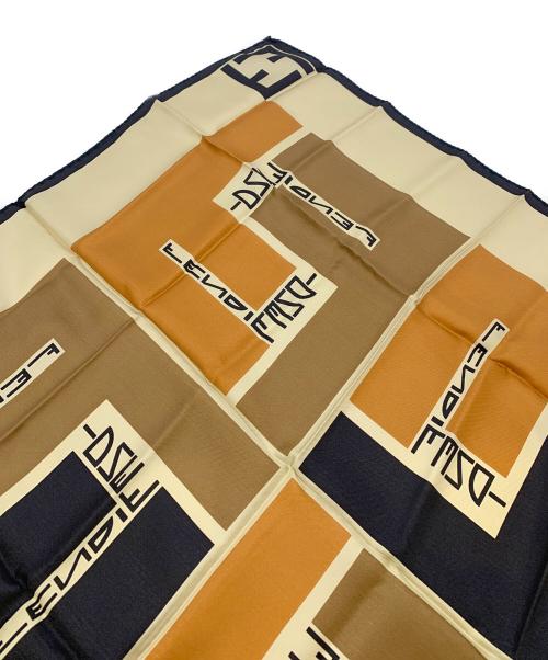 FENDI（フェンディ）FENDI (フェンディ) シルクスカーフ ベージュ×ブラックの古着・服飾アイテム