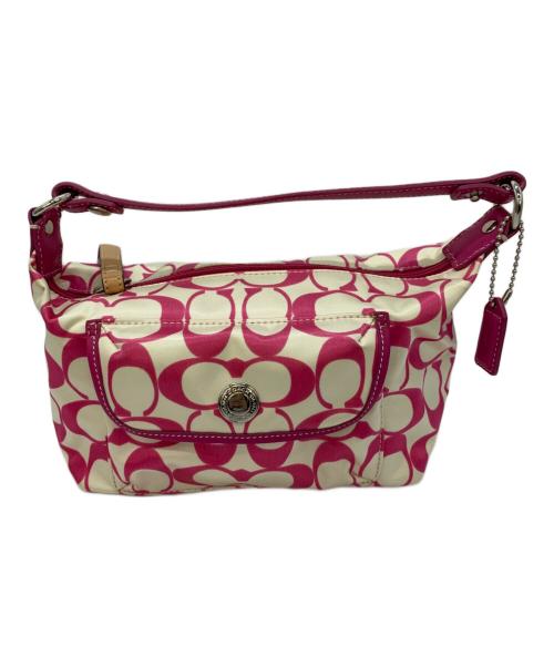 COACH（コーチ）COACH (コーチ) シグネチャー ピンク×ホワイトの古着・服飾アイテム