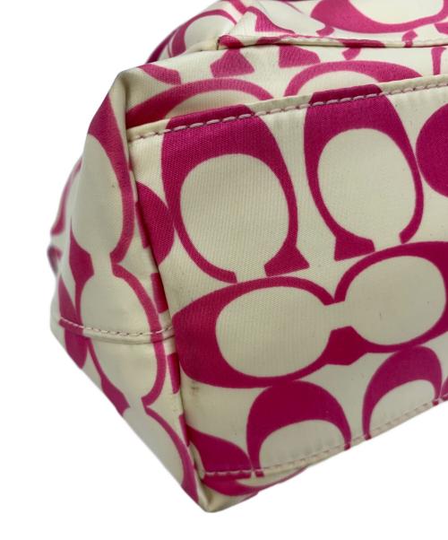 COACH（コーチ）COACH (コーチ) シグネチャー ピンク×ホワイトの古着・服飾アイテム