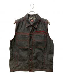JOHNNY BLAZE（ジョニーブレイズ）の古着「デニムベスト」｜グレー×レッド