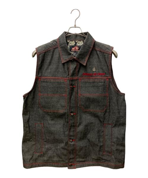JOHNNY BLAZE（ジョニーブレイズ）JOHNNY BLAZE (ジョニーブレイズ) デニムベスト グレー×レッド サイズ:Lの古着・服飾アイテム