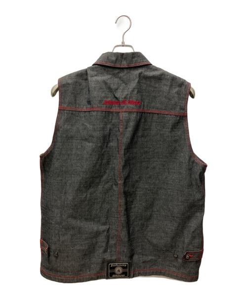 JOHNNY BLAZE（ジョニーブレイズ）JOHNNY BLAZE (ジョニーブレイズ) デニムベスト グレー×レッド サイズ:Lの古着・服飾アイテム
