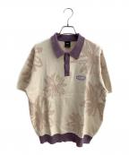 HUFハフ）の古着「半袖ポロシャツ」｜ベージュ×パープル