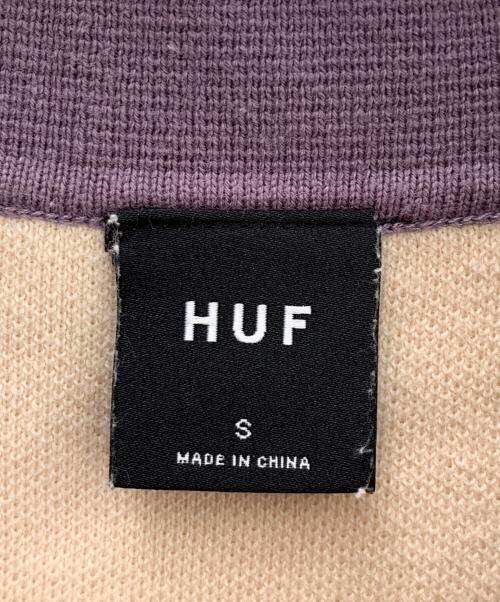 HUF（ハフ）HUF (ハフ) 半袖ポロシャツ ベージュ×パープル サイズ:Ｓの古着・服飾アイテム